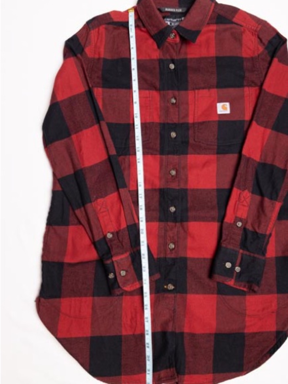 Carhartt Flannel Shirt Womens M 8-10 Relaxed Fit Rugged Flex Red Buffalo Plaid - Picture 7 of 10